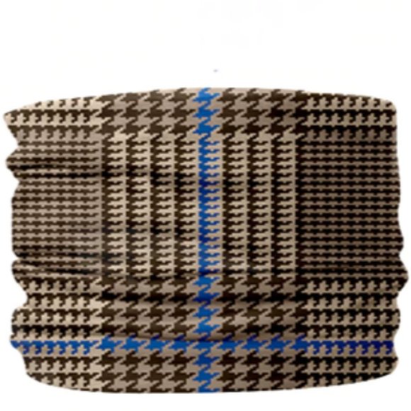 Houndstooth Brown Tan Blue Multifunction Face Mask - Picture 2 of 12